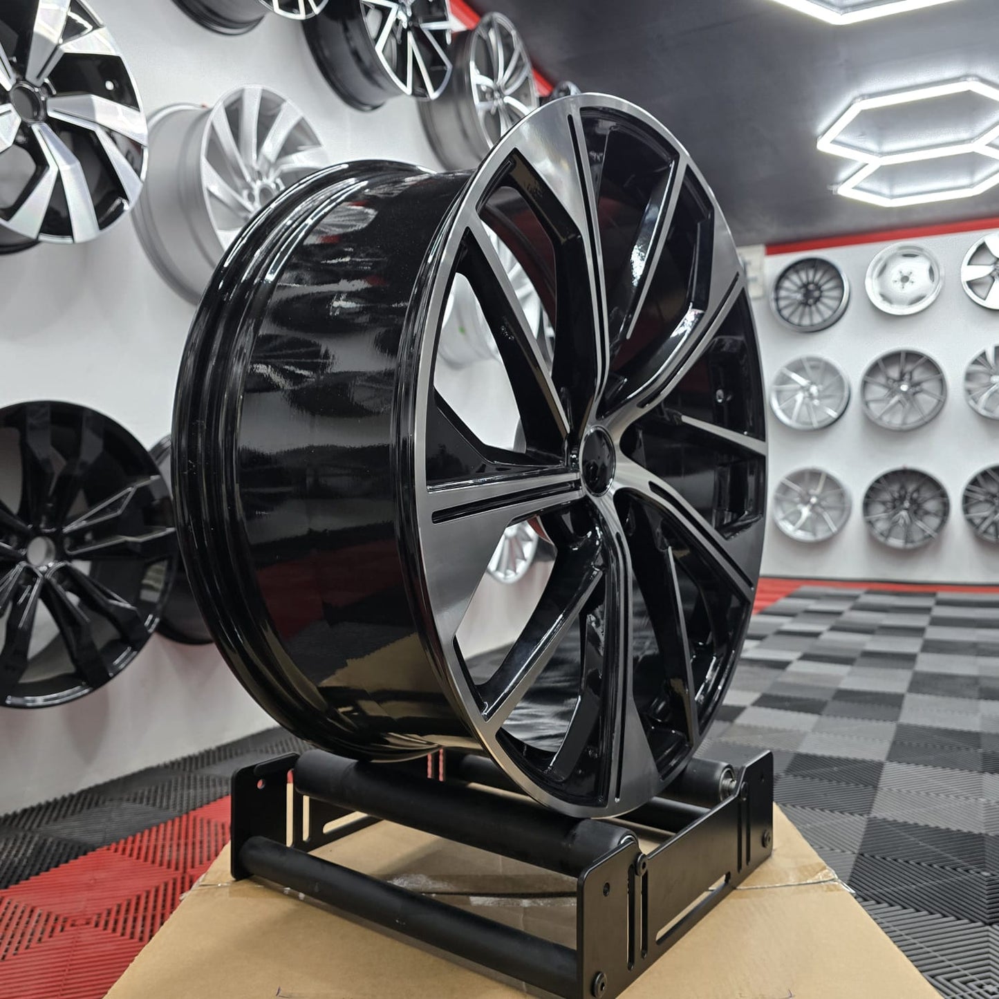 20" Audi 2300101 Style Wheels Black Machine Face