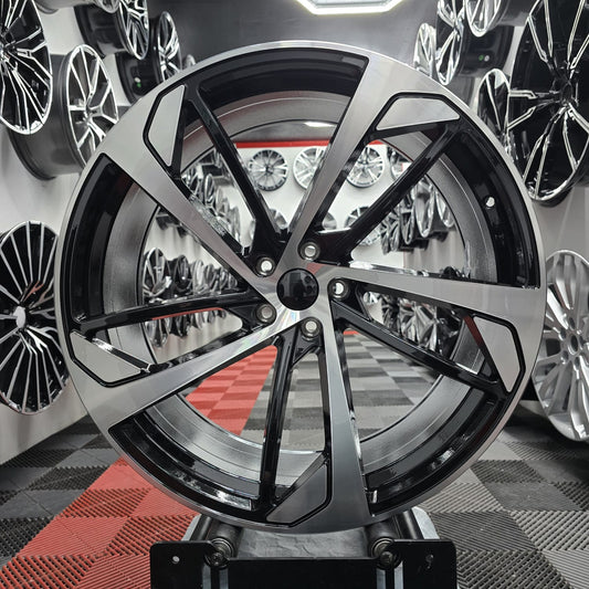 22" 5x112 396556 Style Alloy Wheels Gloss black machine face